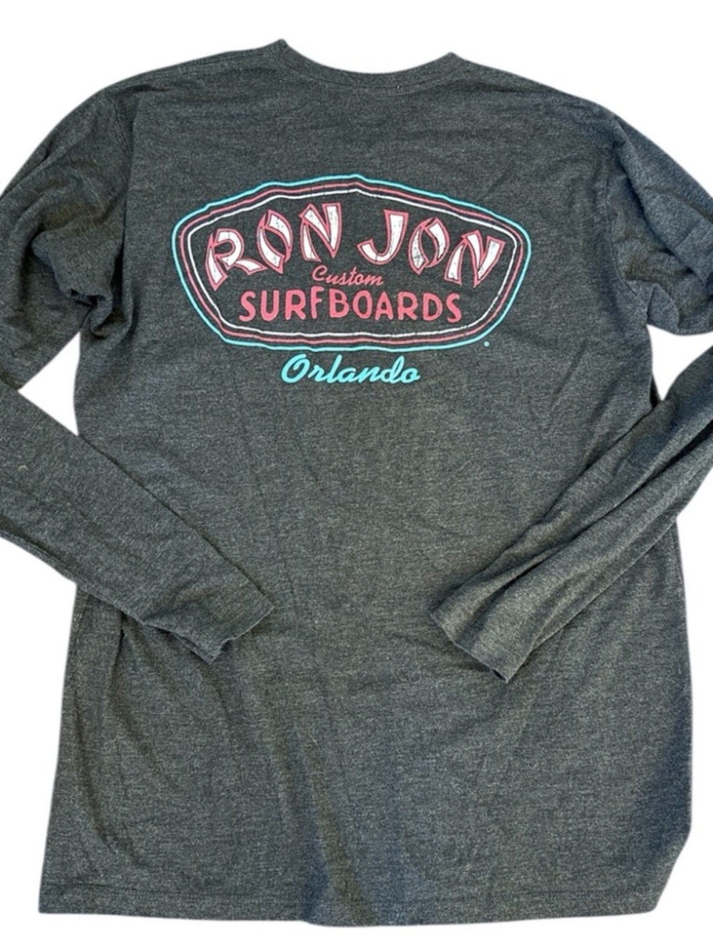 Ron Jon Surf Shop Orlando Long Sleeve Graphic Tee Mens Gray Lightweight Sz L